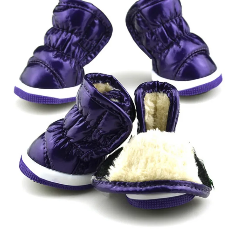 

4pcs Pet Dog Shoes Winter Warm Dog Snow Boots Non Slip Waterproof Pet Footwear Boots For ChiHuaHua Pug Pet Puppy Hot Sell