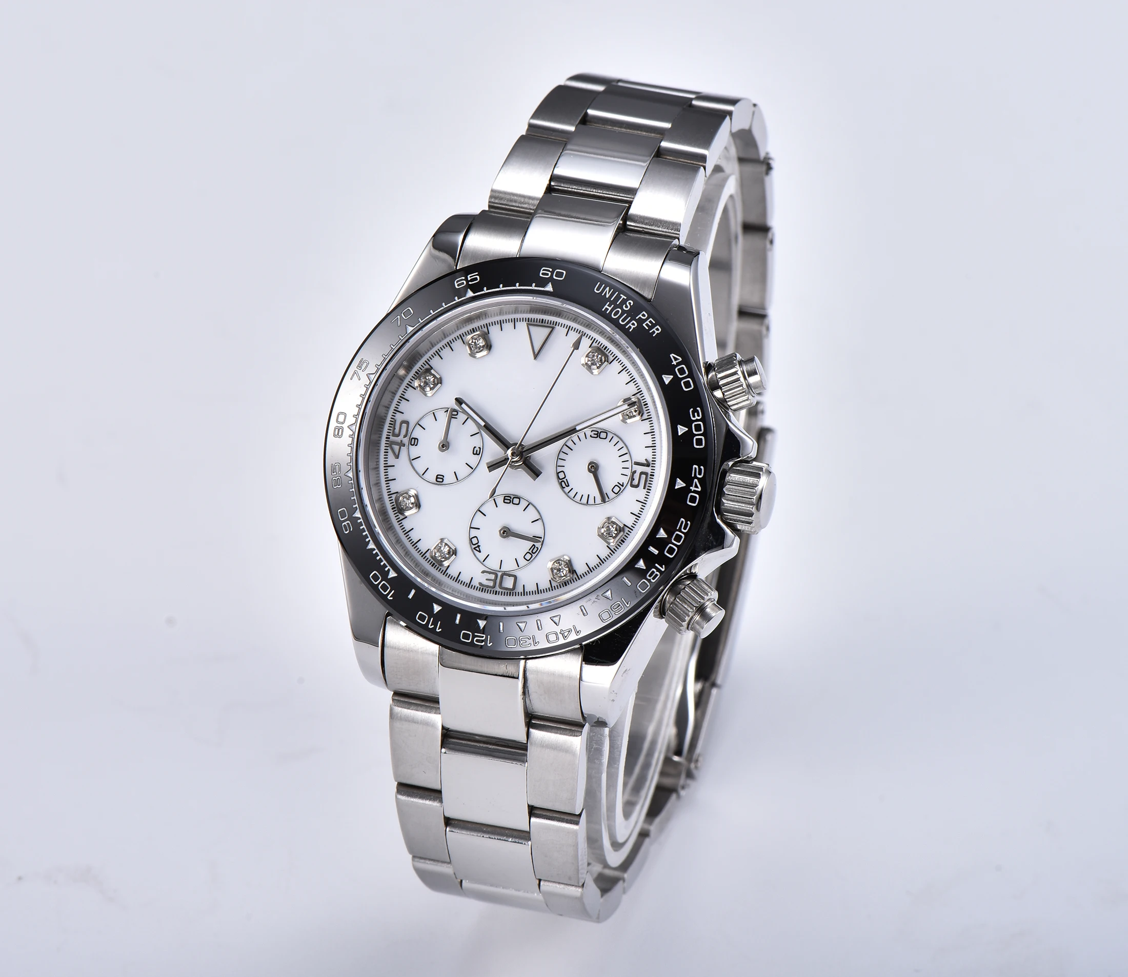 Men's new watch quartz chronograph VK63 light bomax marina hand movement Sapphire 39MM ceramic steel steel bracelet 8243