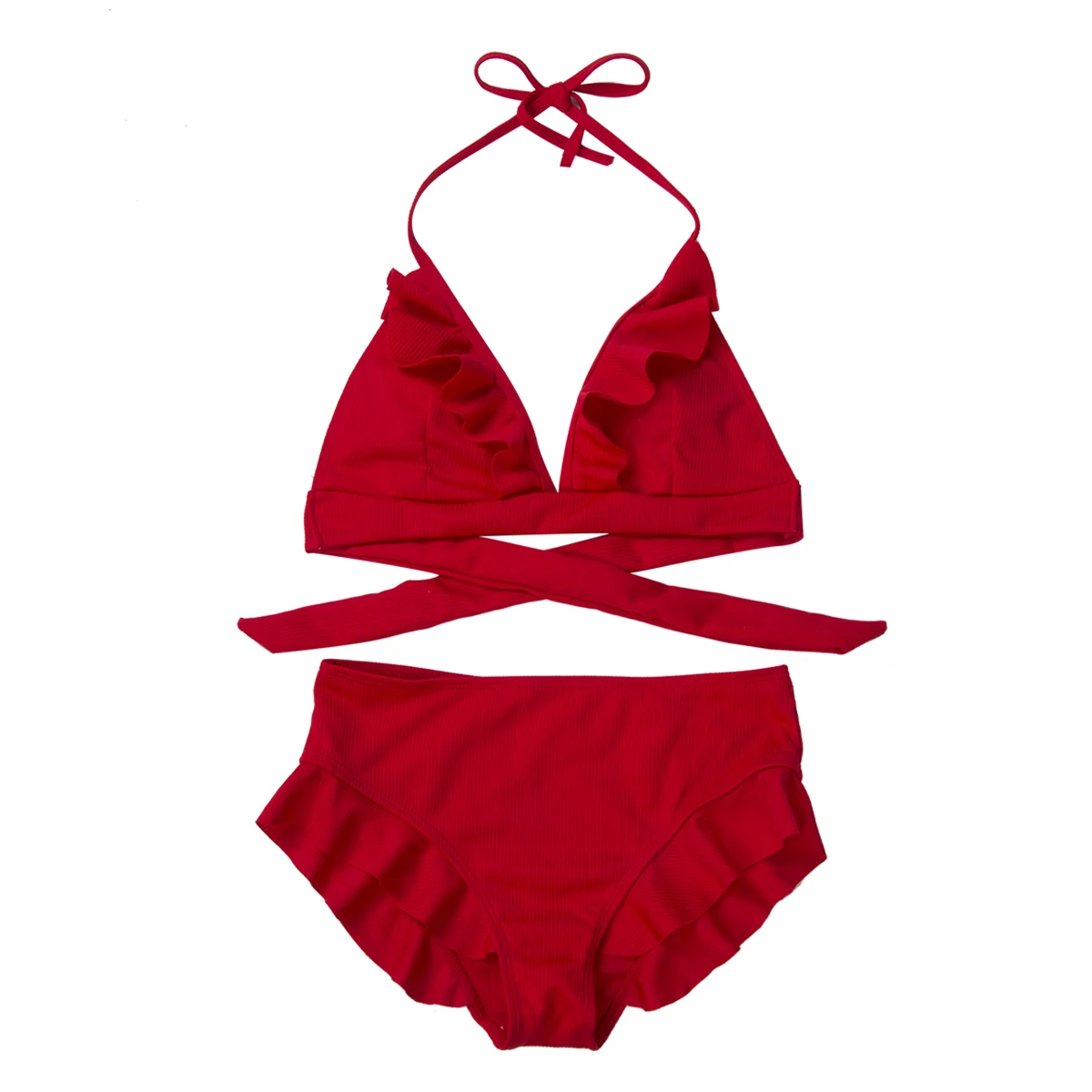 Летний сексуальный женский пуш ап Мягкий купальник на бретельках с оборками