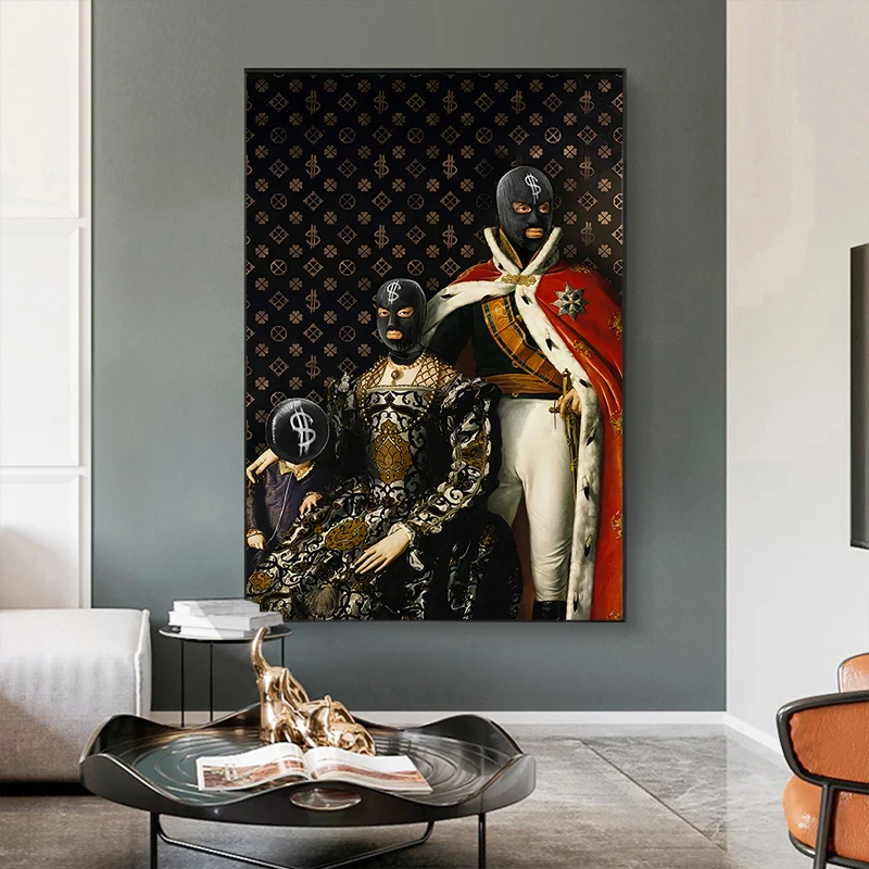 

Nordic Canvas Painting Abstract Dollar Aristocratic Family Poster Print Luxury Retro Wall Art Picture Living Room Home Decor