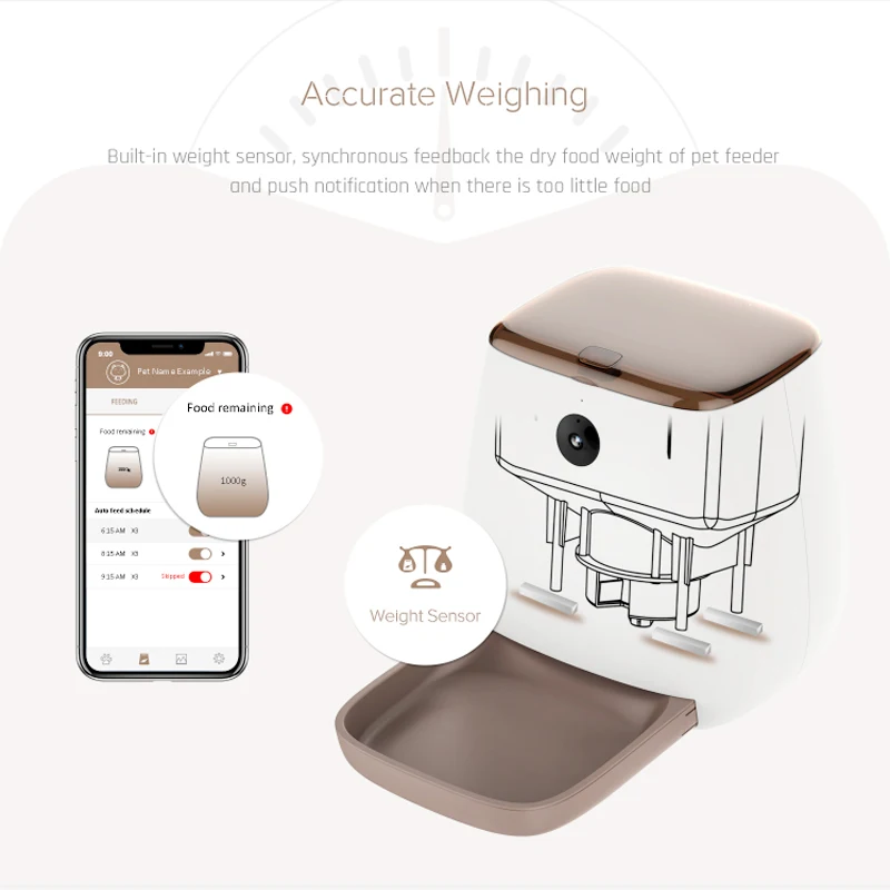 Alimentador autom&aacute;tico inteligente para mascotas, con Control por aplicaci&oacute;n y c&aacute;mara gran angular de visi&oacute;n nocturna HD, para perros y gatos-1