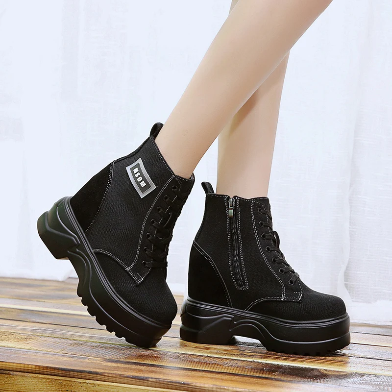 Модные осенние женские ботильоны парусиновые ботинки для прогулок кроссовки на
