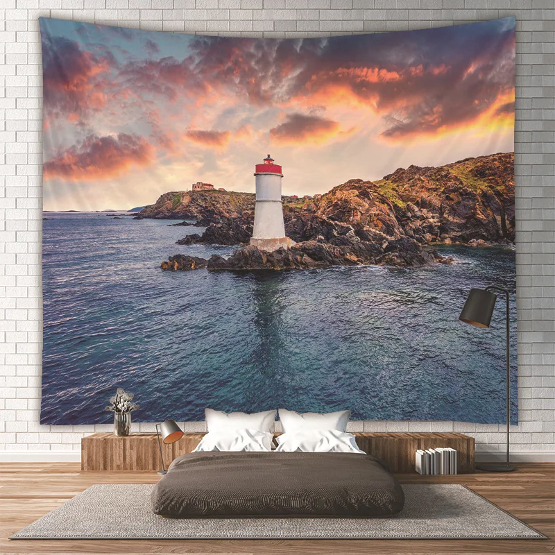 Спальня украшение с оригинальным изображением тропического пляжа и гобелен