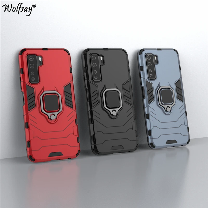 

for Huawei Nova 7 SE Case, Car Holder Armor Case Hard PC & Soft Silicone Cover for Huawei Nova 7 SE With Magnet Wolfsay 6.5"