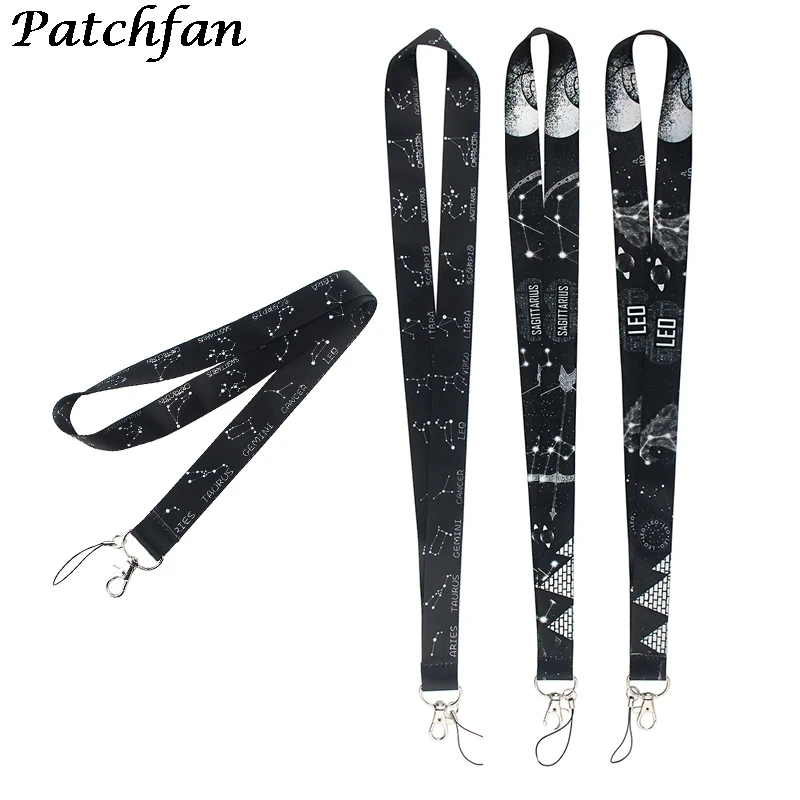 

AD137 Patchfan Constellation Lanyard Badge Black Lanyards Mobile Phone Rope Key Lanyard Neck Straps Accessory