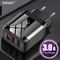 led display dual usb port charger qc 3 0 quick charge eu us uk plug power adapter for iphone 12 xiaomi mobile phone usb charger