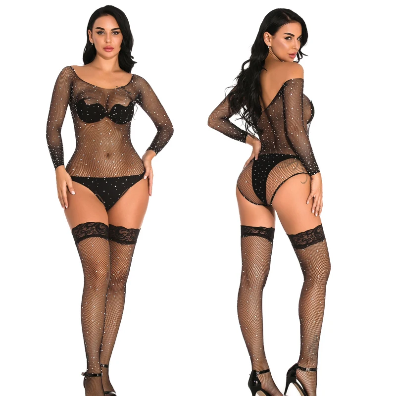 Сексуальное женское белье Для женщин Эротическое платье боди стразы открытая