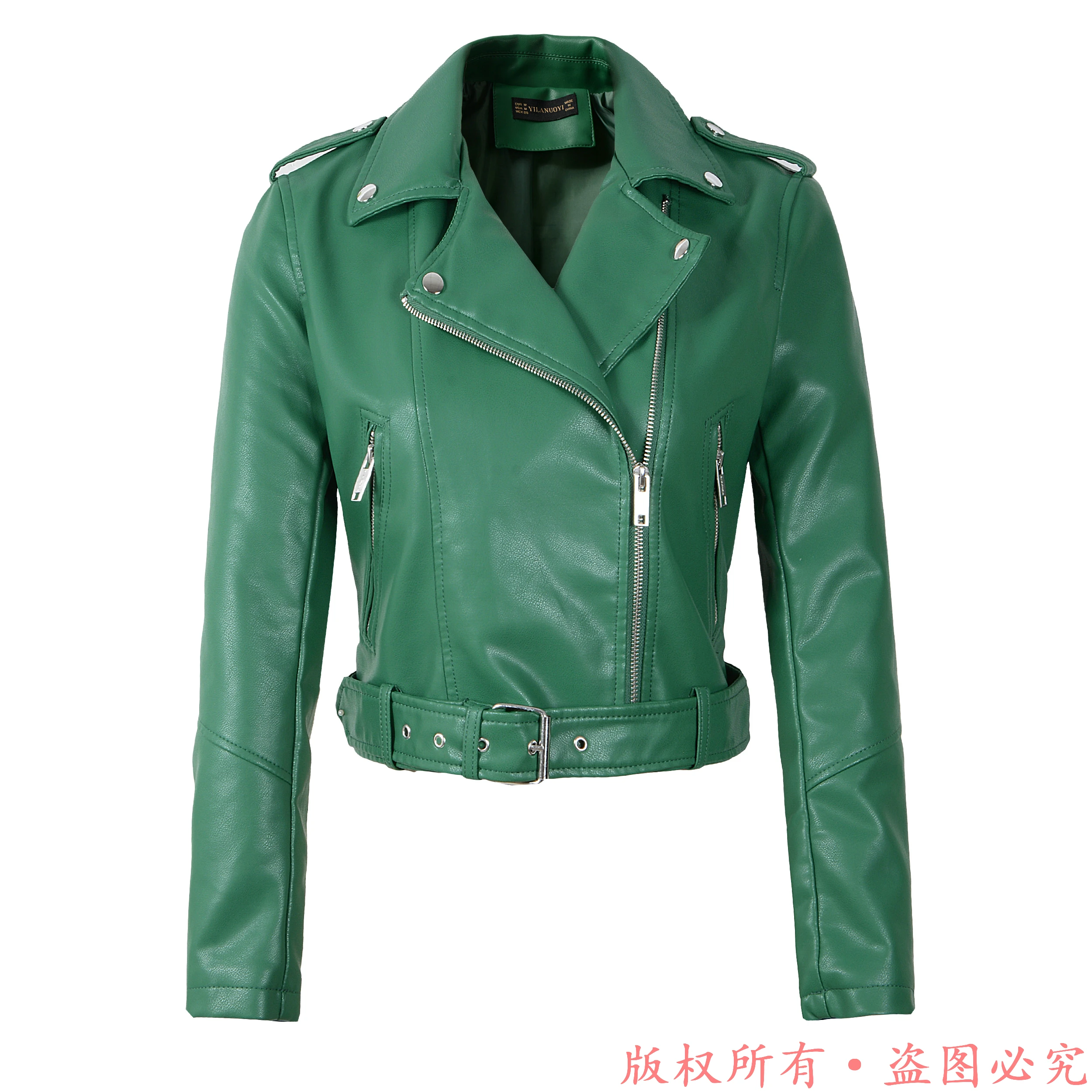 

New Arrival brand Winter Autumn Green Motorcycle leather jackets yellow leather jacket women leather coat slim PU jacket Leather