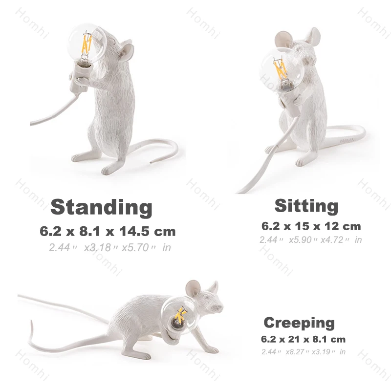 

Mouse Table Lamp for Living Room Table Top Bedroom Mini Creative Lamparas De Mesa Para El Dormitorio White Gold Cute Deco Maison