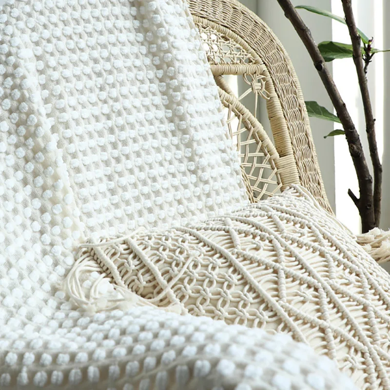 Одеяло вязаное в стиле подарок круглый год для путешествий помещении и на улице