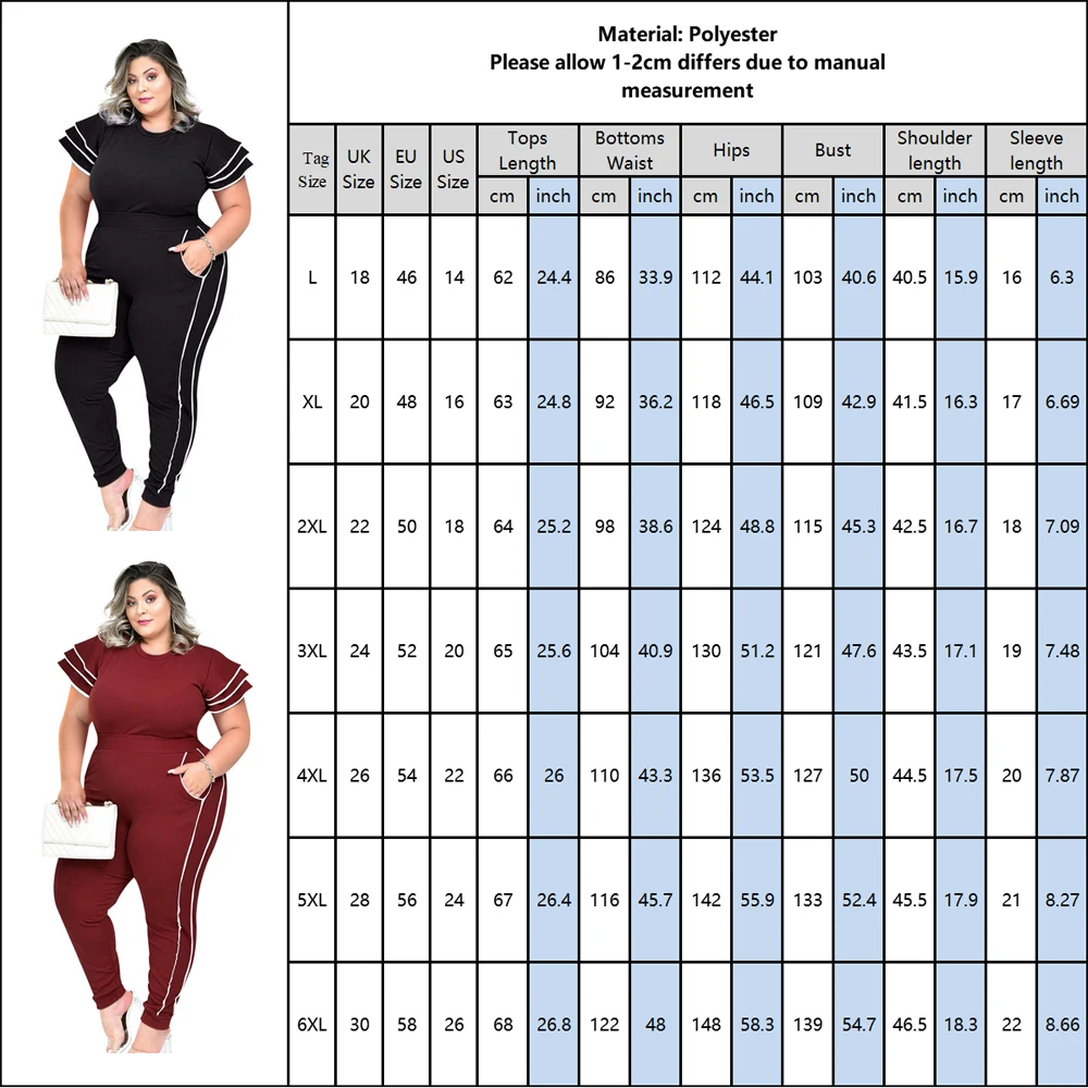 

6XL Plus Size Lady Clothing Set Clothes Ruffle Sleeve Summer Short Sleeve Striped Print Fashion Office Women 2 Piece Outfits D30