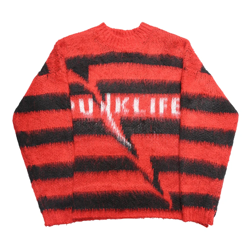 Свободный осенне-зимний полосатый свитер Женский пуловер размера плюс женские