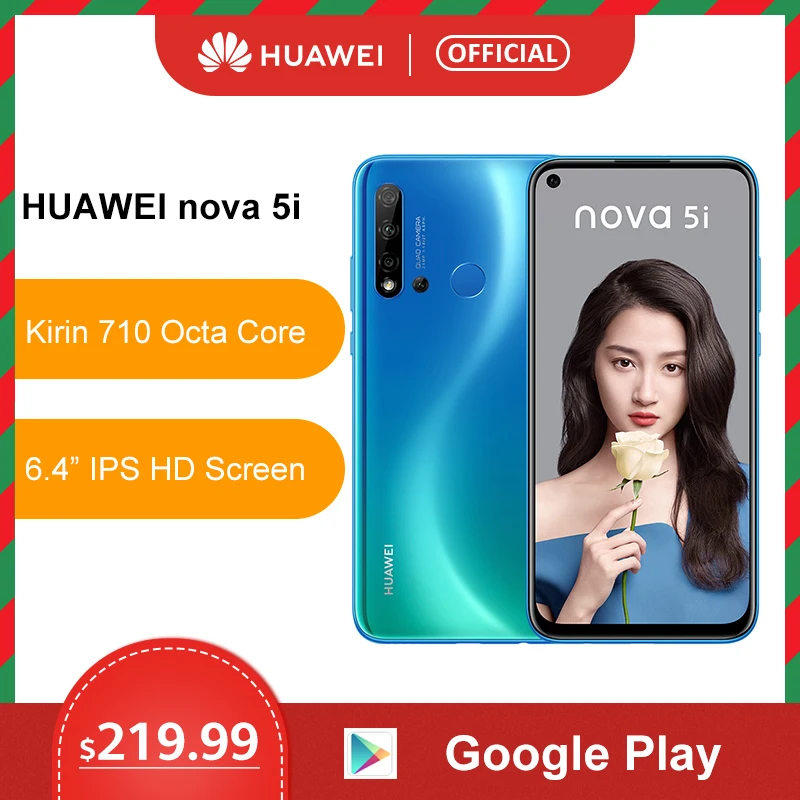 Оригинальный huawei Nova 5i 6 ГБ 8 128 Гб Смартфон 24 МП камера s фронтальная 4 ''полный