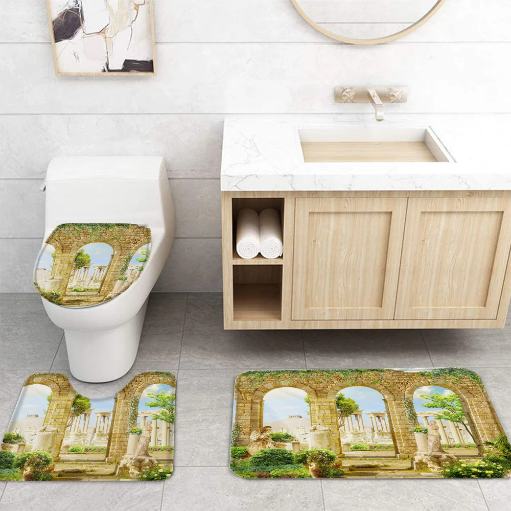 Водонепроницаемая душевая занавеска в ванную комнату садовый коврик с арокой и