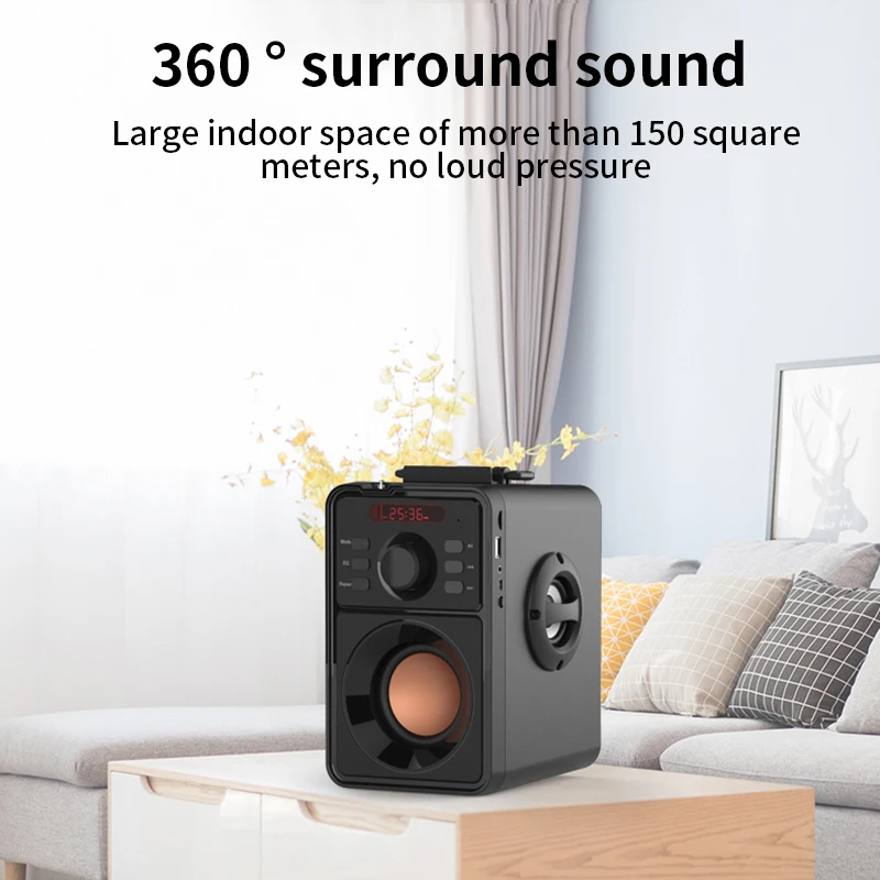 Bluetooth Wireless Portable Player Big Power Stereo Subwoofer Heavy Bass Speakers Sound Box Support FM Radio TF AUX USB | Электроника