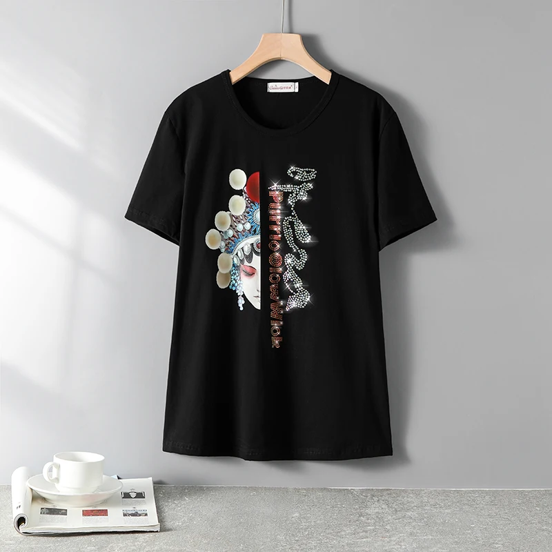 

Женская футболка с коротким рукавом, летняя свободная черная футболка с коротким рукавом, 2021