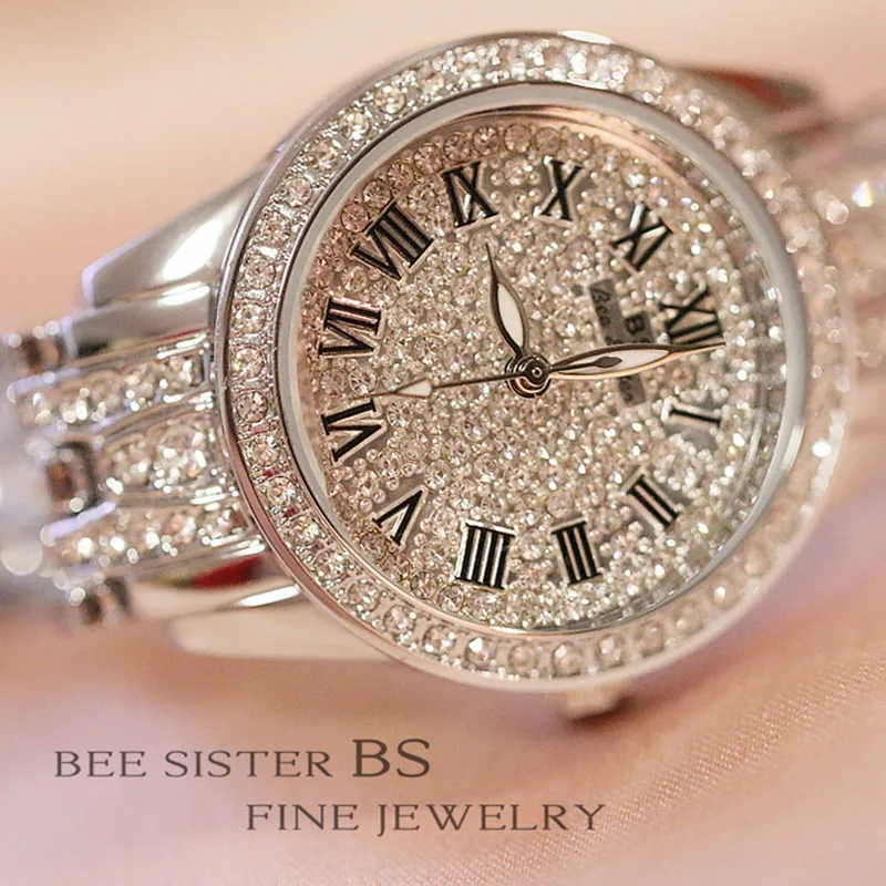 Часы наручные женские кварцевые со стразами роскошные брендовые элегантные с