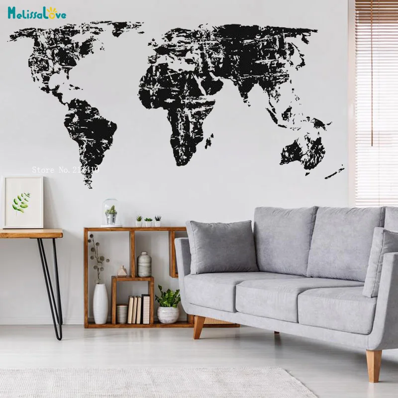

Vintage World Map Wall Sticker Decals Exquisite Home Decoration Living Room Large Size Vinyl Artwork Murals Handmade YT4539