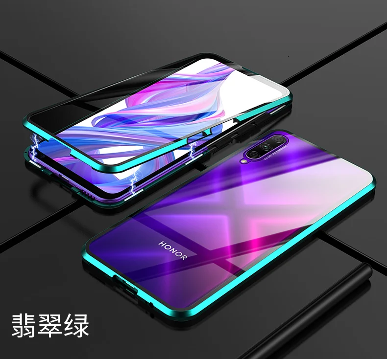 Чехол для huawei Honor 9x, двойной, полный, передний, задний, из закаленного стекла, металлический, магнитный, прозрачный, для Honor 9x20 Pro, чехол, Coque Funda