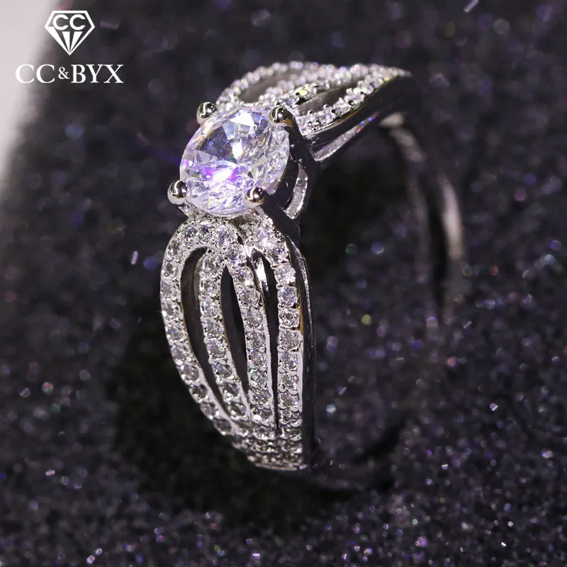 Кольца СС для женщин серебро 925 80 баллов роскошные круглые кубические