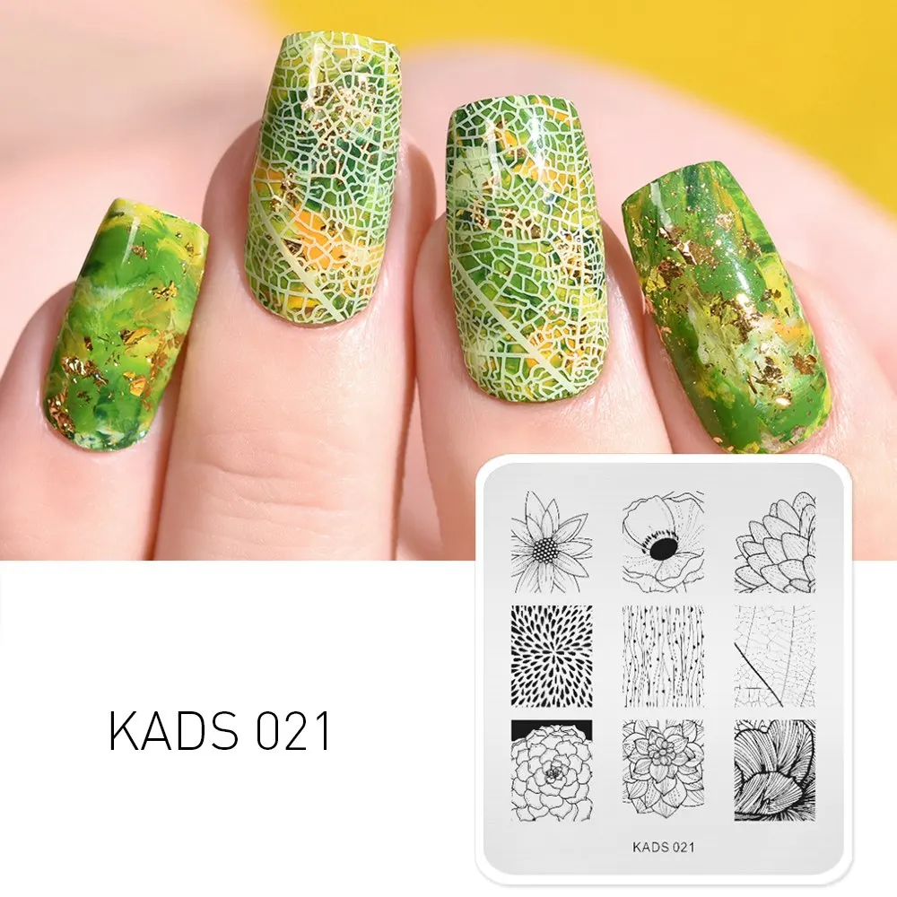 KADS 021 KADS шаблон для ногтей Летняя серия изображения для ногтей штамповка пластины трафареты для ногтей маникюр пластины для ногтей дизайн для печати - Цвет: KADS 021