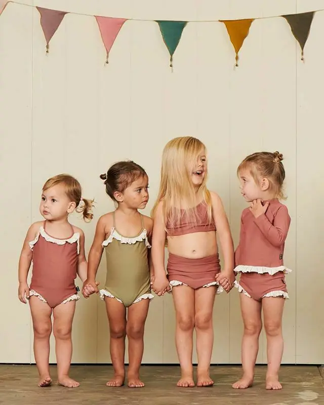 Купальник для маленьких девочек с цветочным принтом детский купальный костюм