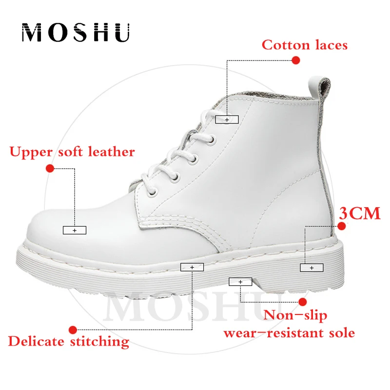 

2020 Women White Ankle Boots Soft Leather Motorcycle Boots Female Autumn Winter Shoes Women Punk Boots Botas Mujer Size 35-44