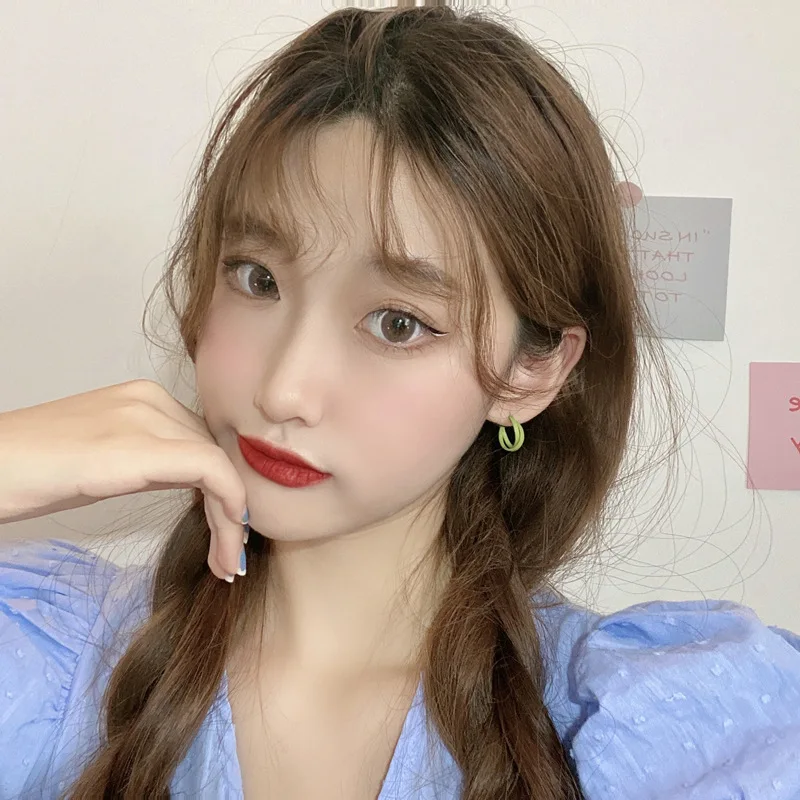 Маленькие серьги кольца S925 с иглой простое ювелирное изделие двухслойные