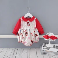 one piece baby korean rompers toddler girls 1st birthday outfits infant red jumpsuit newborn baptism rompers with headband