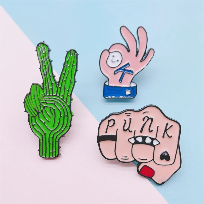 Креативная забавная эмалированная брошь в виде жеста OK Yeah с изображением