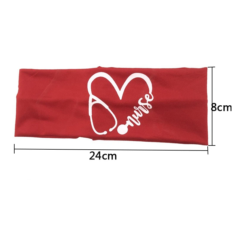 

Unisex Button Headband Cute Stethoscope Heart Printed Headwrap Protect Ears Face Mask Holder Elastic Turban