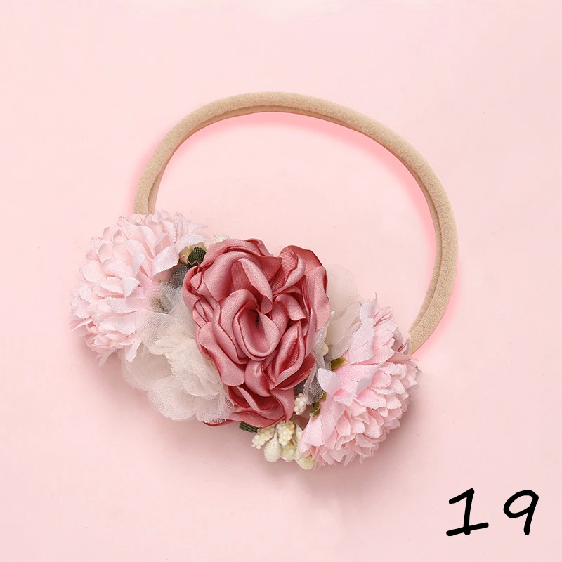 Artificial Flower Headband For Baby Girls Crown Kids Infant Hairband Nylon Traceless Newborn Photography Props Hair Accessories | Мать и