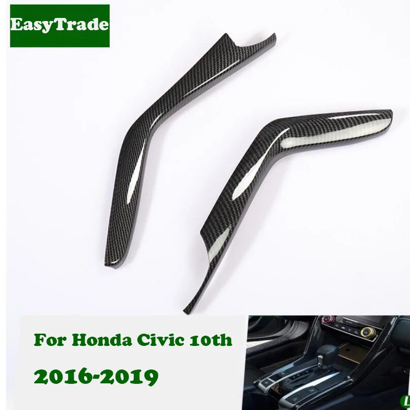 

Carbon Fiber Gear Shift Panel Cover Decoration Trim For Honda Civic 2019 2018 2017 2016 10th Interior Accessories Car Styling