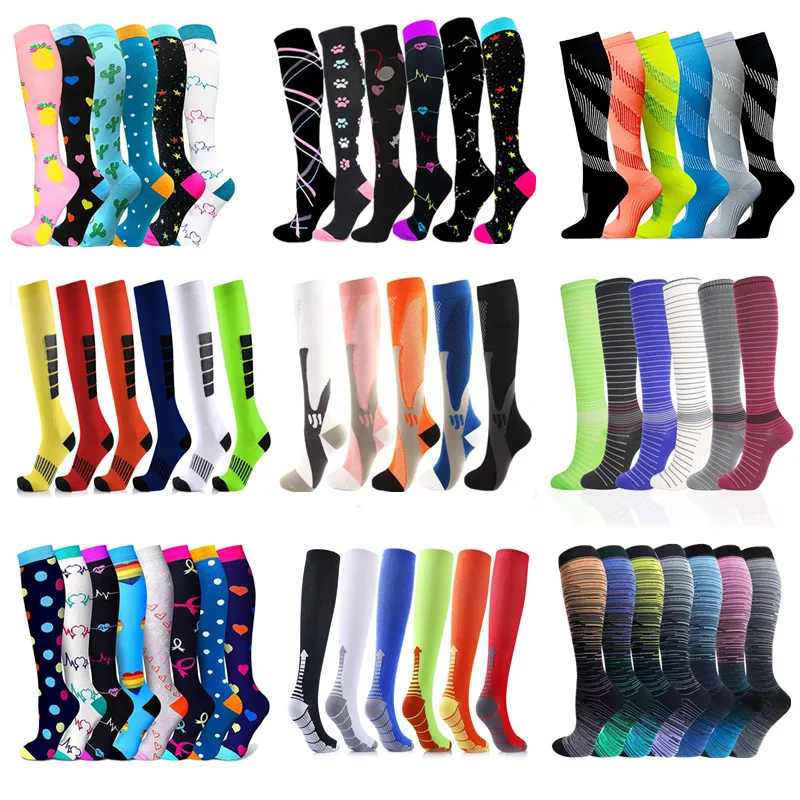 

Dropship Compression Stockings 6 Pairs/Lot Socks Men Women Atheletic Football Soccer Stockings For Edema Diabetes Varicose Veins