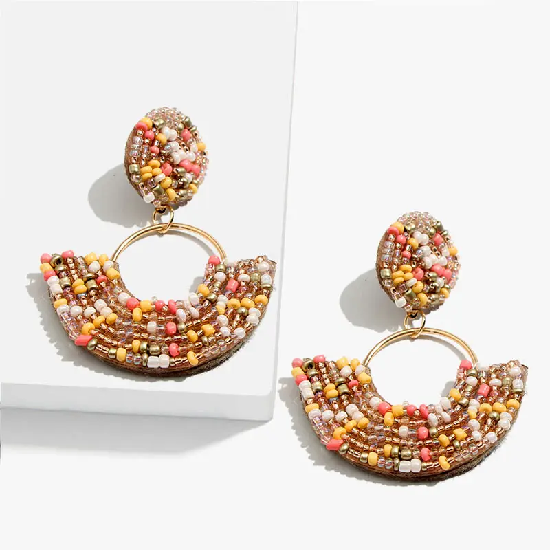 JJFOUCS Модные ручной работы из бисера серьги для женщин геометрические красочные