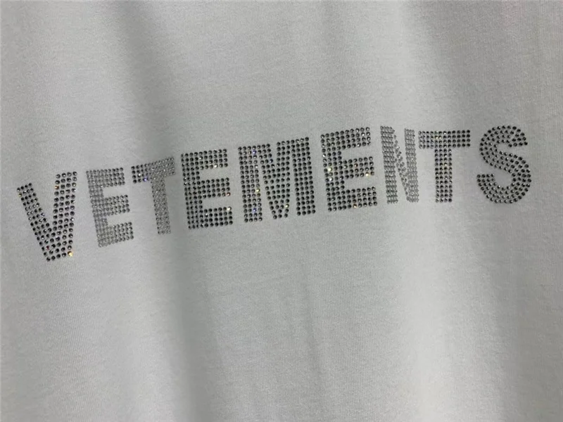 

New 2021 Big Hot Rhinestone Big Outline Version Men and Women Short-sleeved T-shirt Good Quality Streetwear Cotton T Shirt