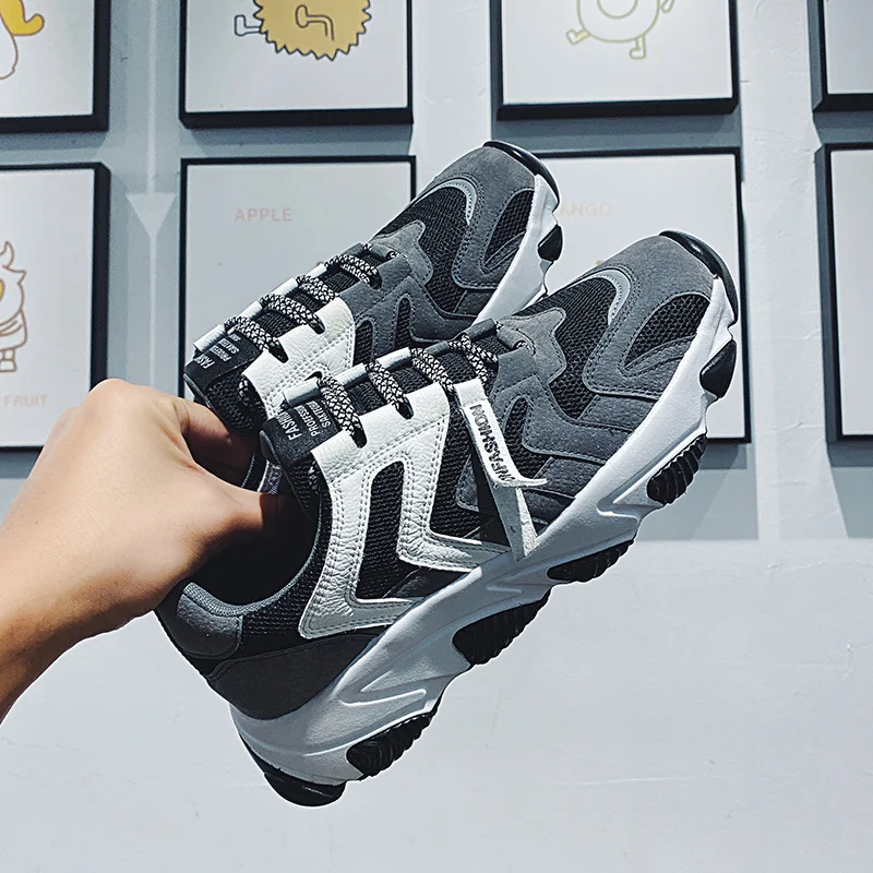 Кроссовки мужские дышащие на шнуровке модная повседневная обувь для ходьбы и