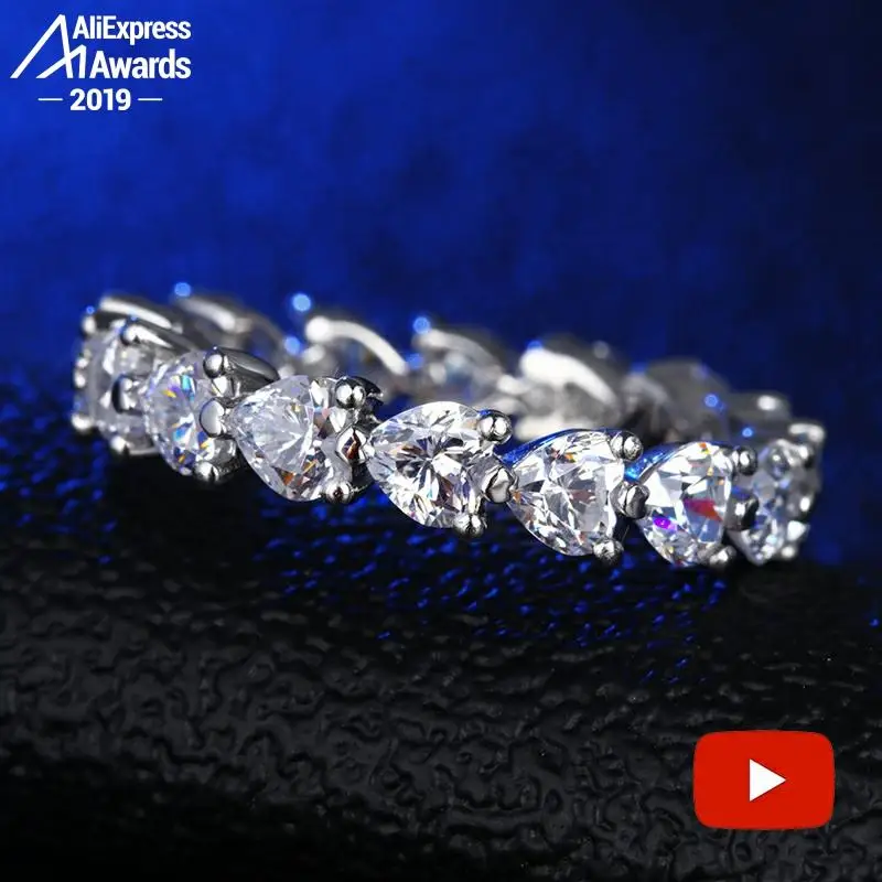 Кольцо в форме сердца 4*4 мм S925 Стерлинговое Серебро кольцо SONA Diamond Halo изящное