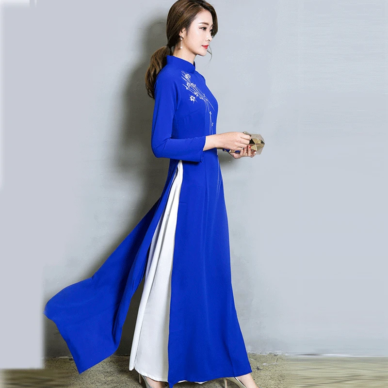 Женское платье в стиле пэчворк повседневное длинное вьетнамское Корейском