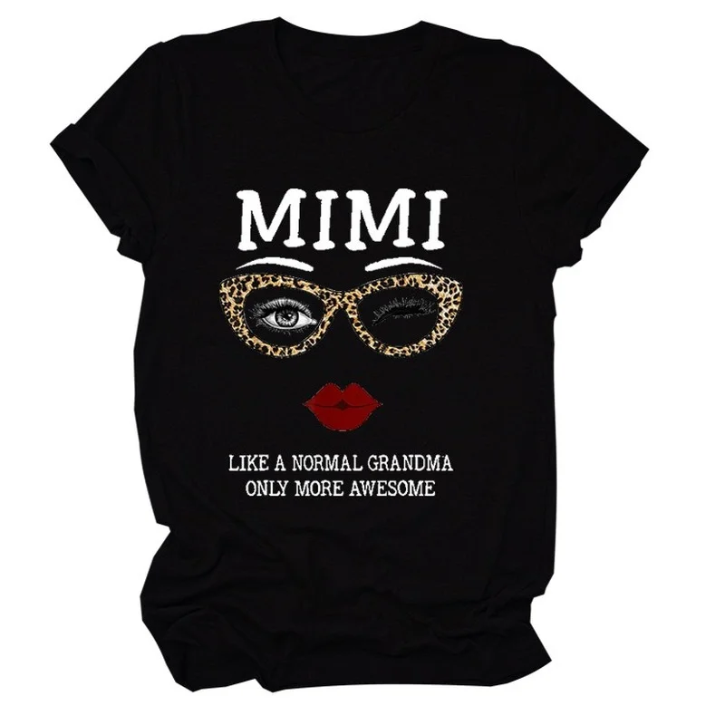 

Mimi Glasses Letter Print Women T Shirt Short Sleeve O Neck Loose Women Tshirt Ladies Tee Shirt Tops Clothes Camisetas Mujer
