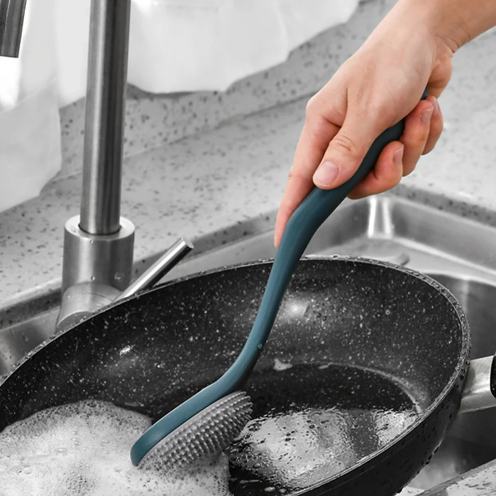 

Long Handle Pot Cleaning Brush Silicone Soft Suspensible Scrub Brush for Dishes Pan Utensil Cleaning Kitchen Tools Accessories