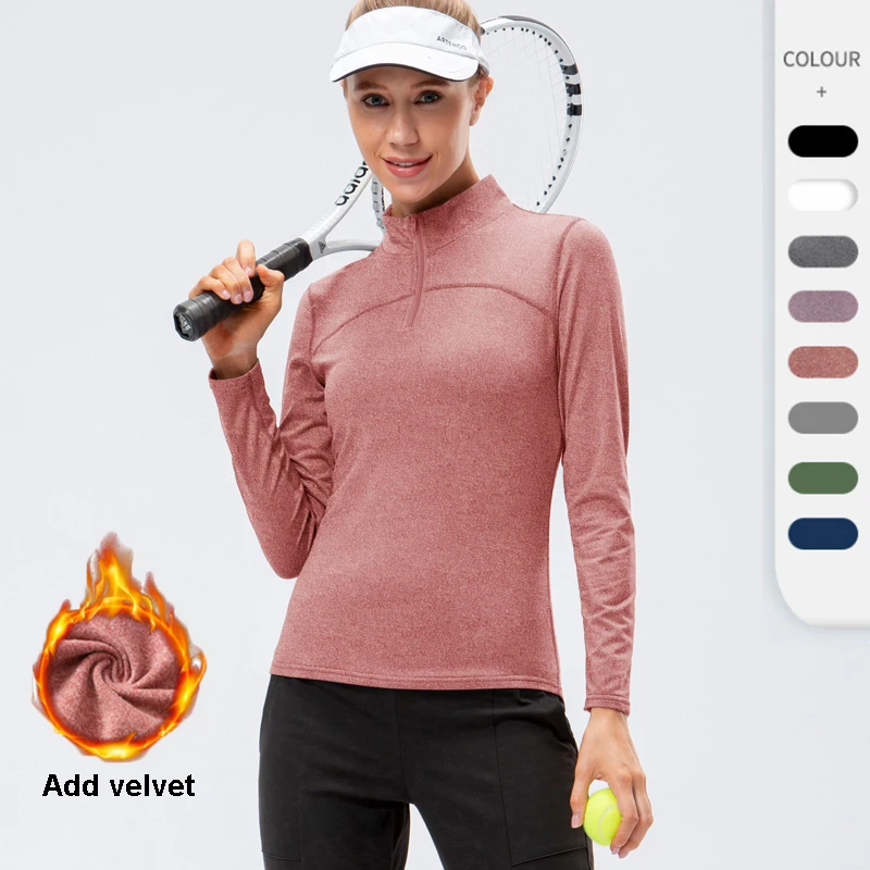 

Облегающая рубашка для фитнеса, женский эластичный Топ с длинным рукавом для тренировок на открытом воздухе с теплой бархатной подкладкой, ...