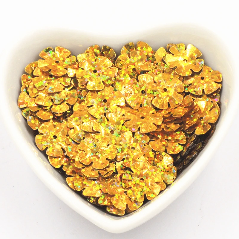 100 шт./лот 14 мм пайетки с пятью лепестками Цветочные ПВХ украшение для шитья