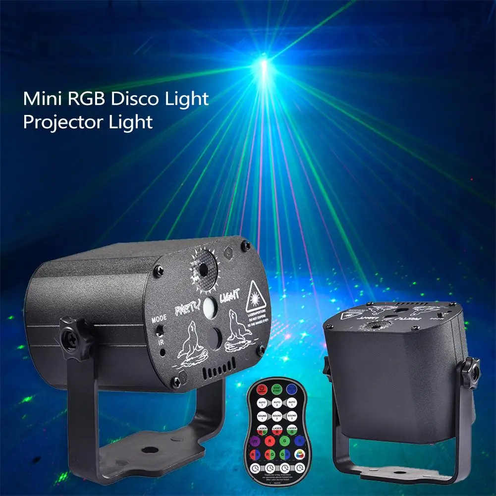 

Mini RGB DJ LED Laser Projector Remote Control USB Disco Light Christmas Birthday Party Home Decoration Stage Lamp