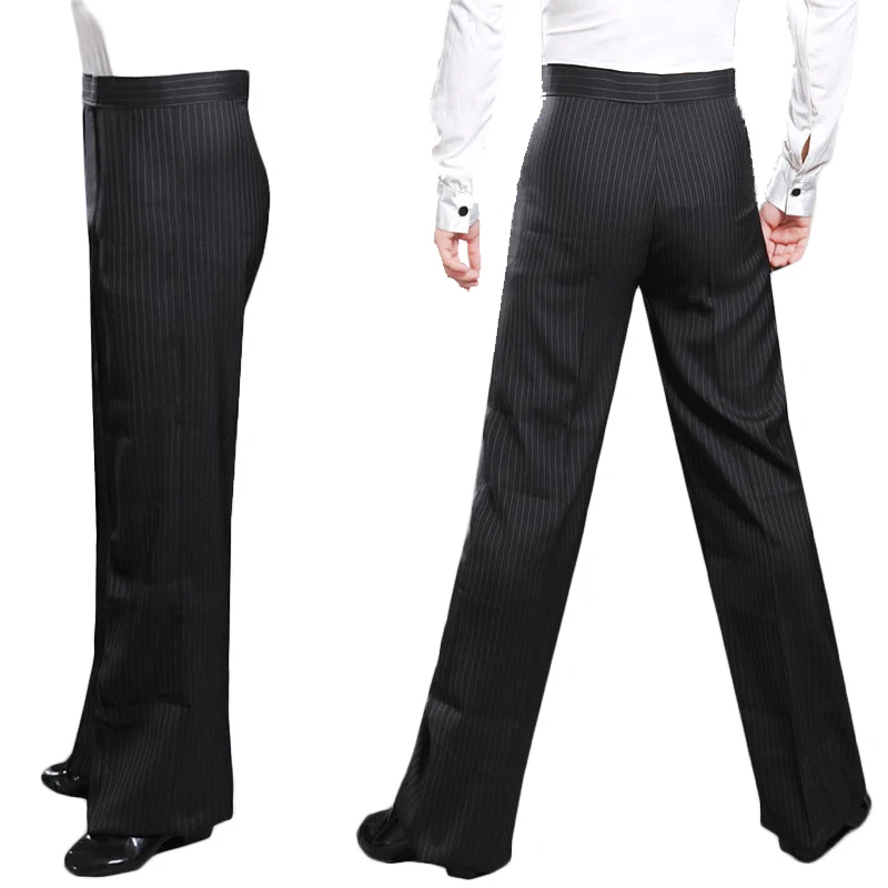 Брюки мужские черные в полоску для танцев удобные штаны взрослых стандартные