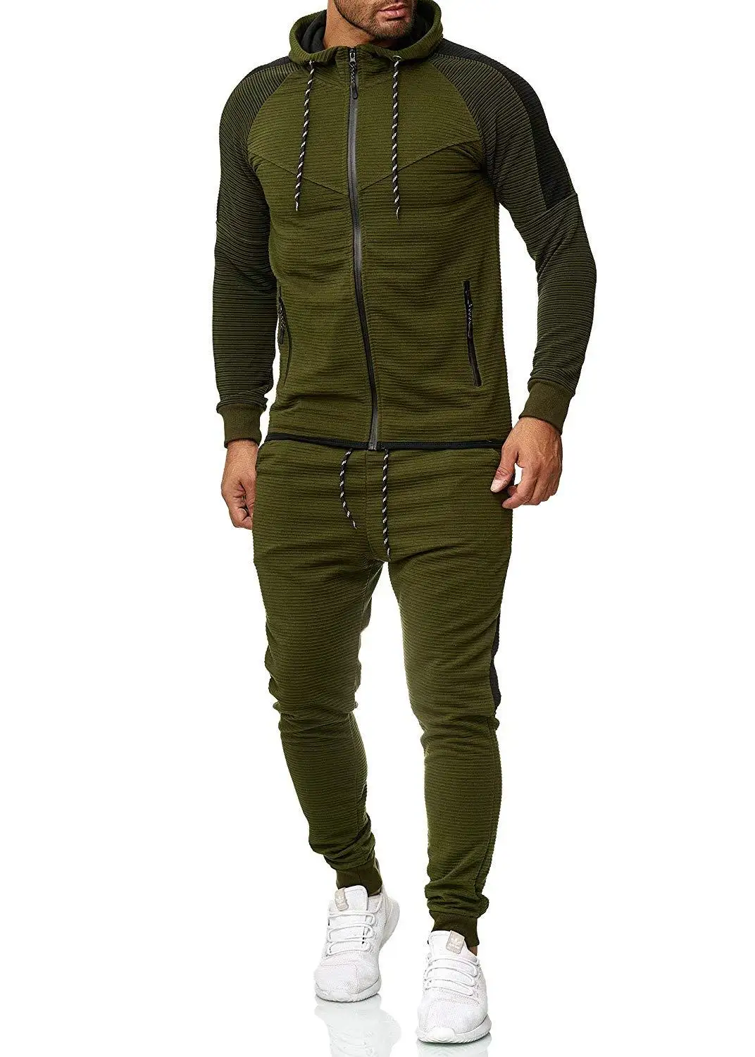 army green CYSINCOS спортивный костюм с капюшоном, мужские комплекты для бега Homme из двух частей, белые мужские спортивные костюмы с капюшоном, спортивные костюмы, осенние спортивные костюмы - Цвет: army green