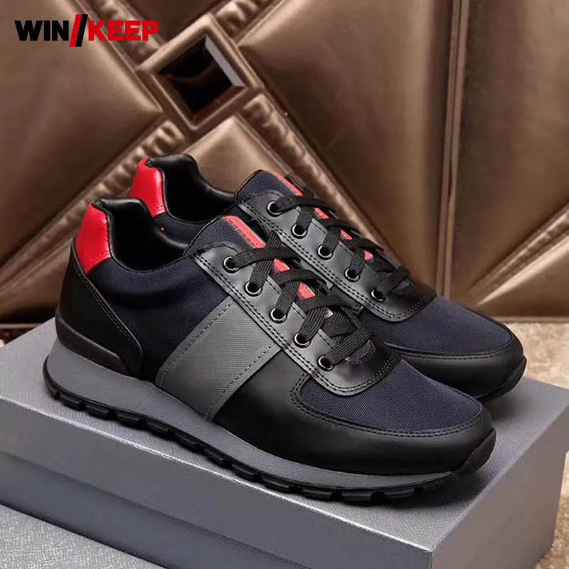 Дизайнерские кожаные мужские кроссовки в стиле пэчворк дышащая Спортивная обувь