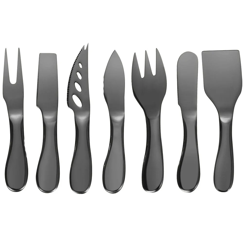 

Household Black Stainless Steel Cheese Tool Cake Cream Pizza Knife Cheese Knife Set Advanced Knife
