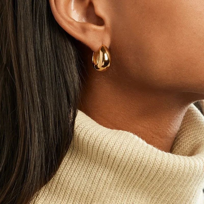 

18K Gold Plated Small Thick Hoop Eearrings for Women