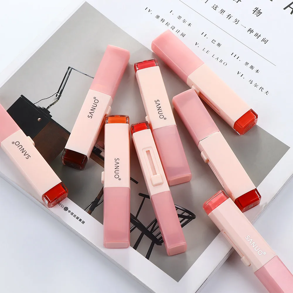 

Korean Fashion V Cutting Two Tone Bite Lipstick Tint Silky Moisturzing Nourishing Lipsticks Balm Lip Cosmetic Gradient color